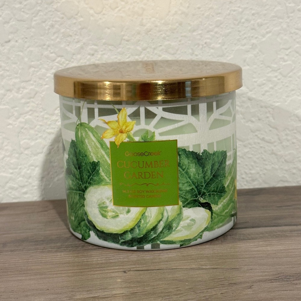 Goose Creek Cucumber Garden 3-Wick Scented Candle 14.5 oz Soy Wax Blend New